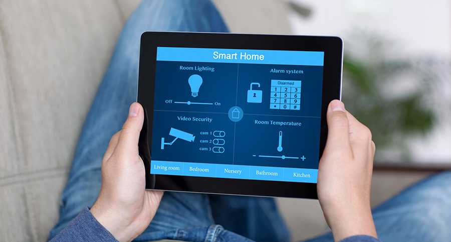 The ability to access and control security components from a mobile device is one of the top smart home trends in Albany. Close-up of smart home security app.